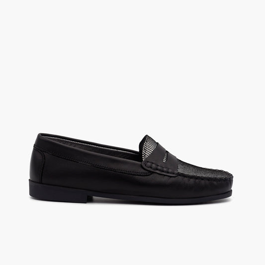 M005 Mocassin Cuir Noir & Gris