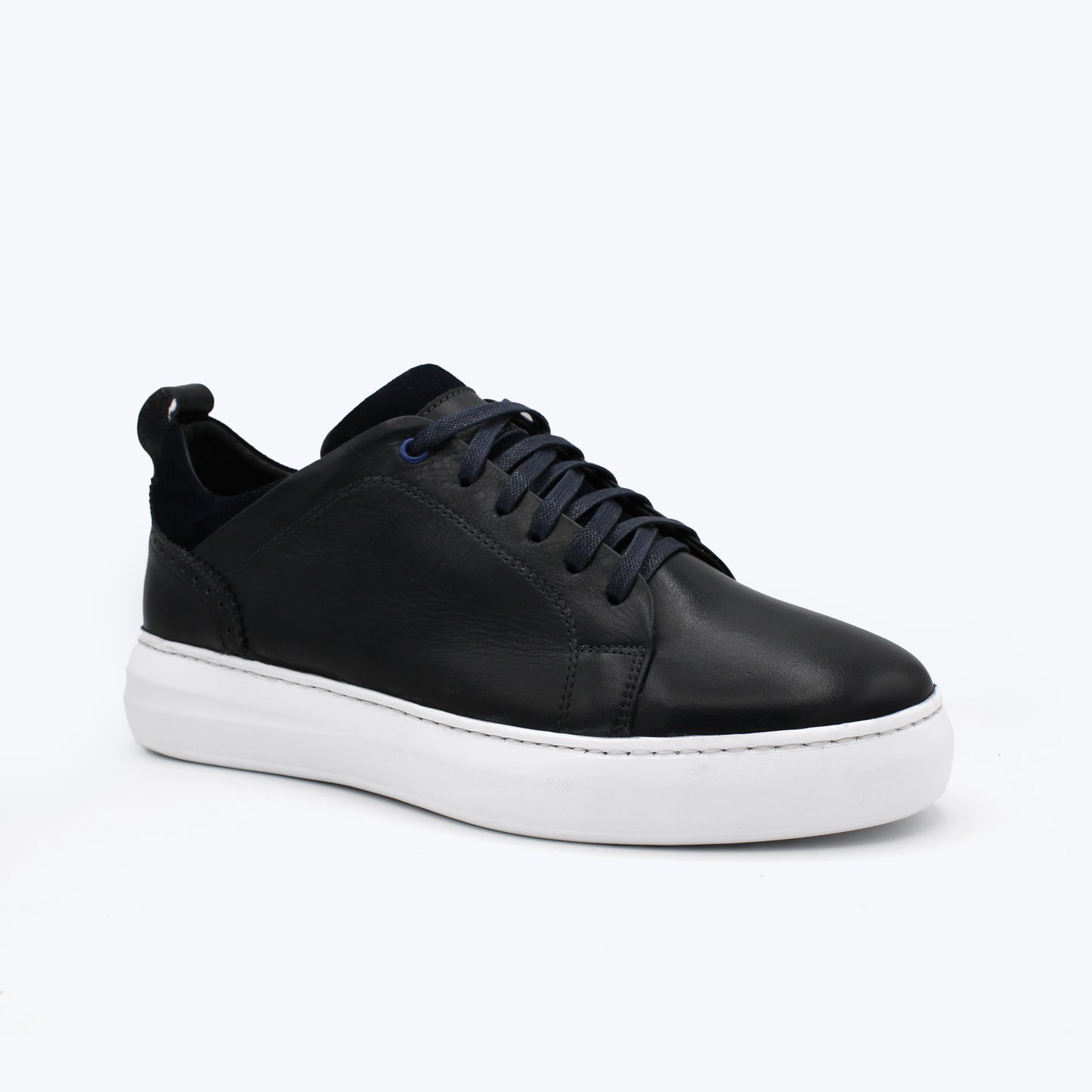 116 Basket Cuir Noir Sm blanc
