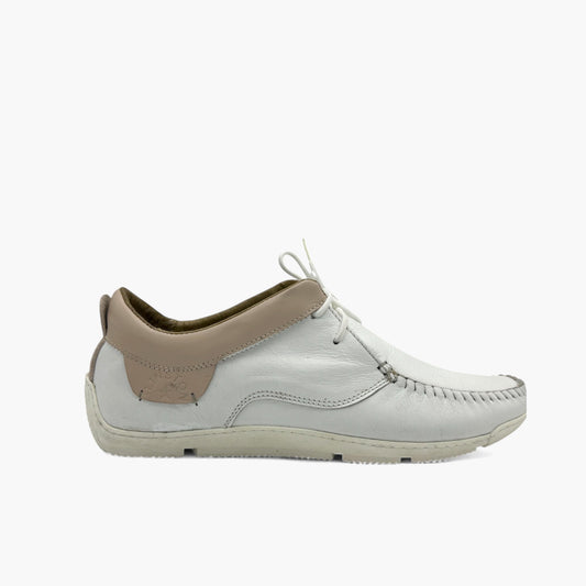 059 Mocassin Cuir Blanc