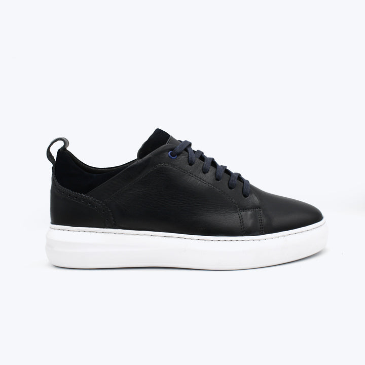 116 Basket Cuir Noir Sm blanc