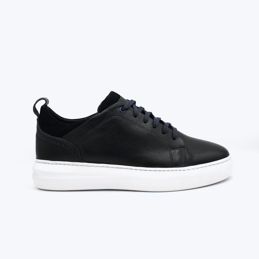 116 Basket Cuir Noir Sm blanc