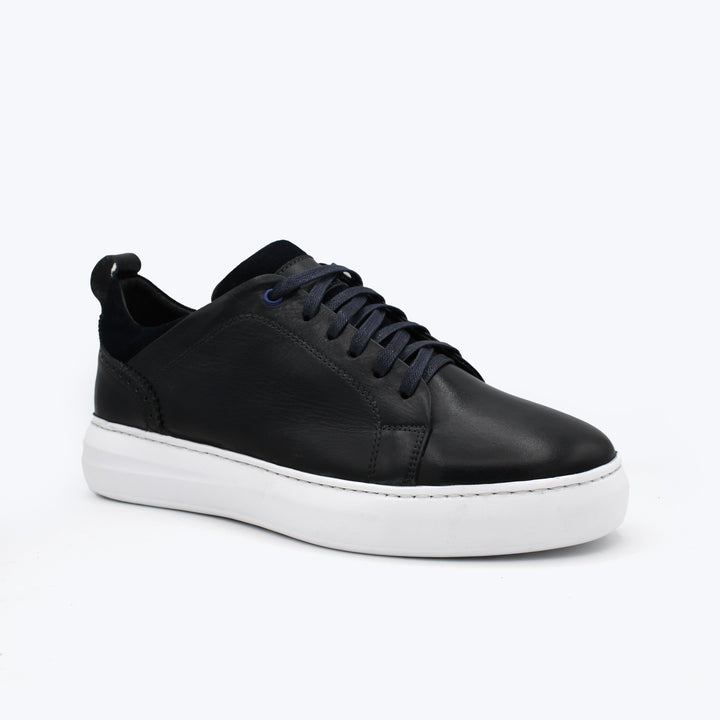 116 Basket Cuir Noir Sm blanc