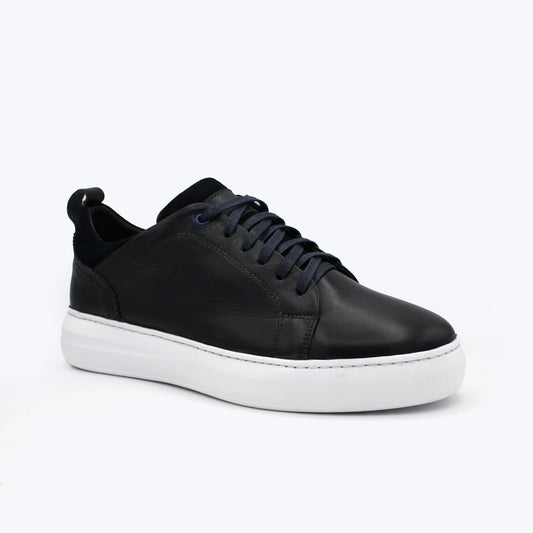 116 Basket Cuir Noir Sm blanc